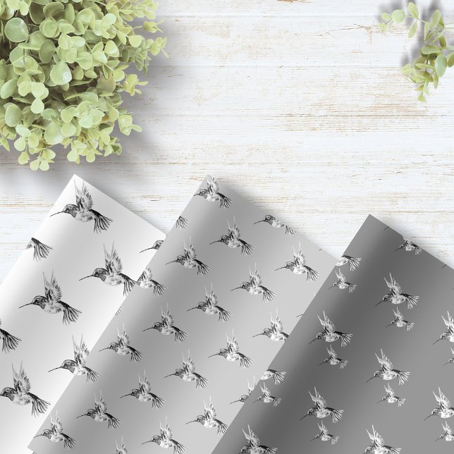 Aquarell Hummingbird Schwarz und Weiß Geschenkpapier Set (Von Creator hochgeladen)