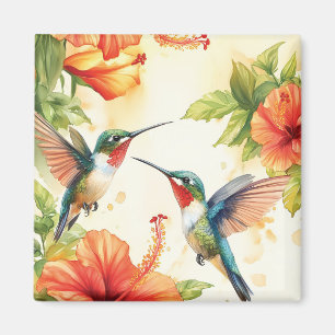 Aquarell Hummingbird und Blume Design Magnet