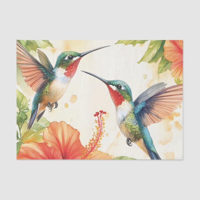 Aquarell Hummingbird und Blume Design Seidenpapier (Vorderseite)