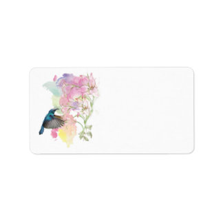 Aquarell Hummingbird und Lilien, Adressetiketten