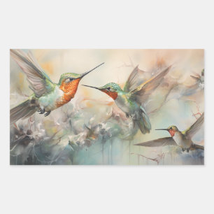 Aquarell-Hummingvögel im Flug Rechteckiger Aufkleber