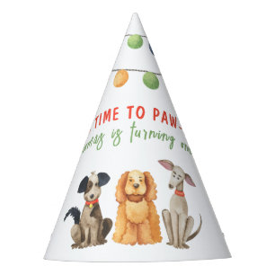 Aquarell-Hund erste Geburtstags-Pfoten-Party Partyhütchen