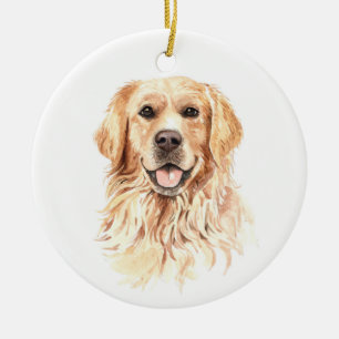 Aquarell Hund Golden Retriever Keramik Ornament