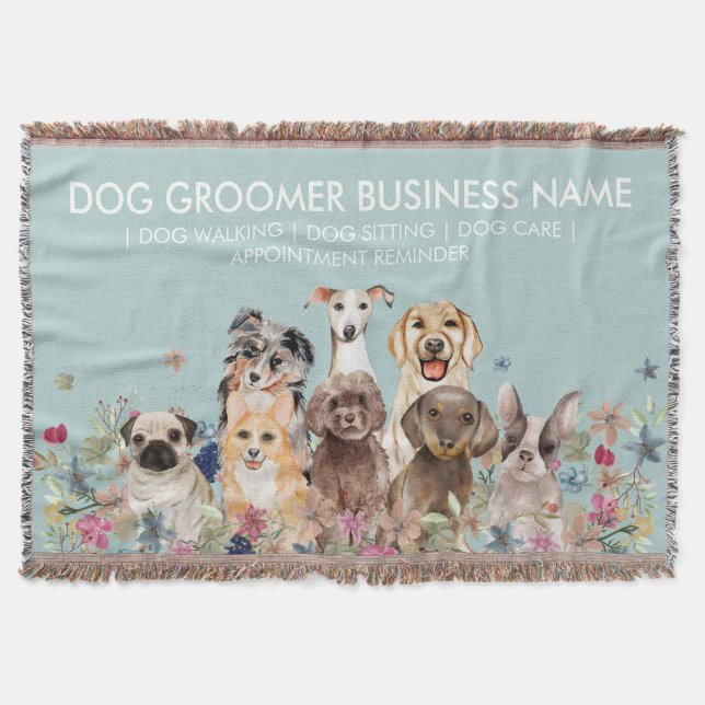 Aquarell-Hund-Grün Decke (Vorderseite)