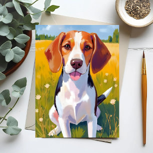 Aquarell-Hundebild Beagle-Haustier Postkarte