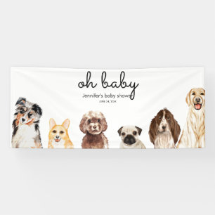 Aquarell-Hundeparty Oh Baby Shower Haustier Banner