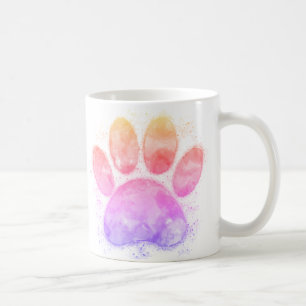 Aquarell-Hundepfotenabdruck Bunter Druck Kaffeetasse