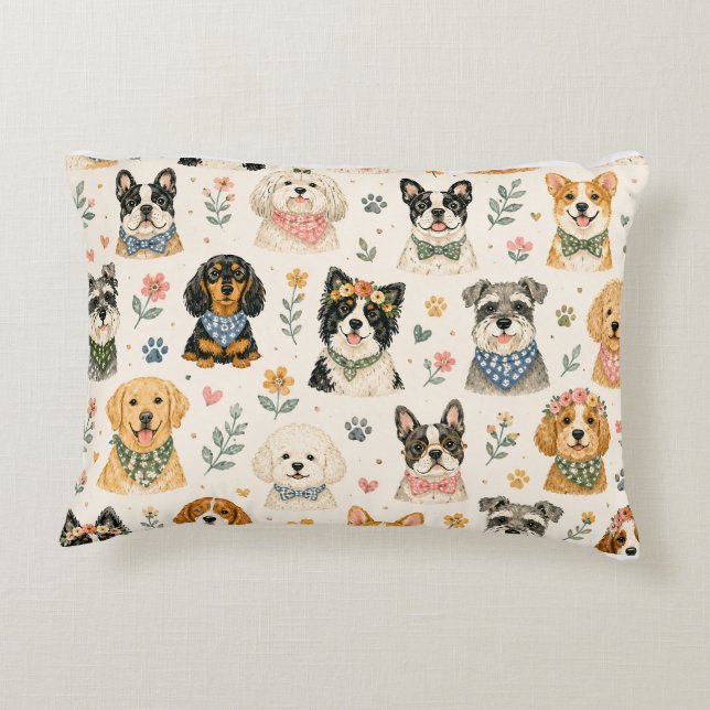 Aquarell-Hundmuster-Bundle  Dekokissen (Rückseite)