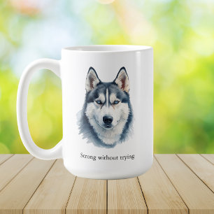 Aquarell-Husky + Benutzerdefiniertes Zitat Kaffeetasse