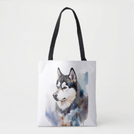 Aquarell-Husky-Tragetasche Künstlerische Hundeillu