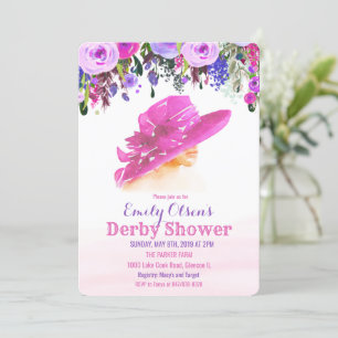 Aquarell-Hut Floral Derby-Dusche Einladung