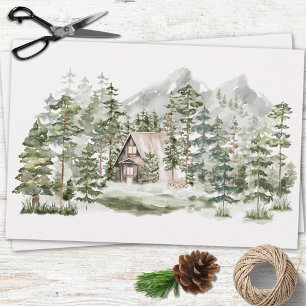 Aquarell-Hütte im grünen Kiefernwald Geschenkpapier Set