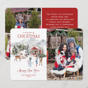 Aquarell-Hütte Weihnachtsfoto-Karte Einladung