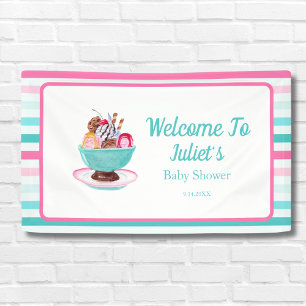 Aquarell Ice Cream Sundae Kinderdusche Willkommen Banner