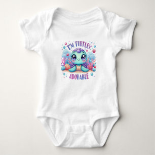 Aquarell ich bin schildkrötenmäßig süße Meeresschi Baby Strampler