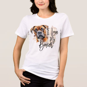 AQUARELL ICH LIEBE MEINEN BOXERHUND Tri-Blend SHIRT