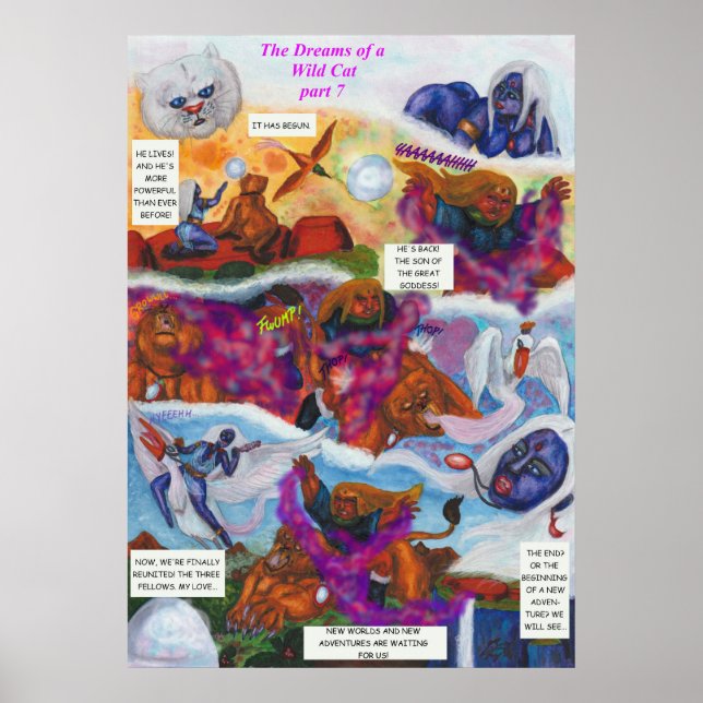 Aquarell-Illustration Comic-Kurzgeschichte Fantasy Poster (Vorne)