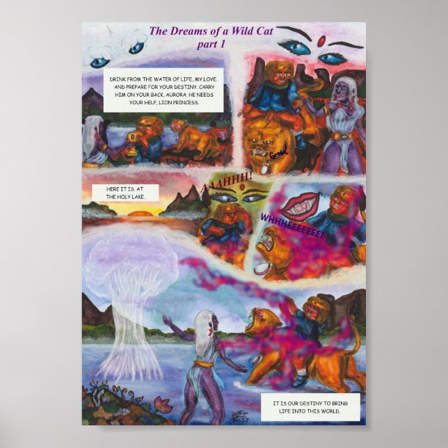 Aquarell-Illustration Comic-Kurzgeschichte Fantasy Poster (Vorne)