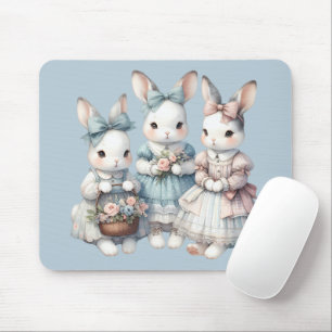 Aquarell-Illustration der Cottage-Häschen-Schweste Mousepad