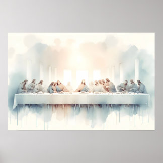 Aquarell-Illustration des letzten Abendmahls Poster