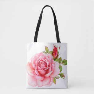 Aquarell-Illustration einer zarten rosa Rose mi
