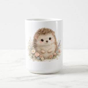 Aquarell-Illustration eines Igels im Garten Kaffeetasse