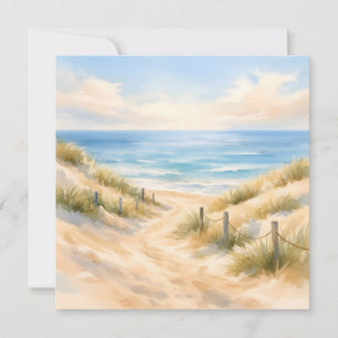 Aquarell-Illustration von Sandstrand und Ozean Karte