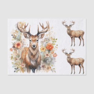 Aquarell-Illustrationen von männlichen Hirschen Seidenpapier