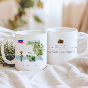 Aquarell-Illustrierte Haiti-Karte   Monogramm Kaffeetasse