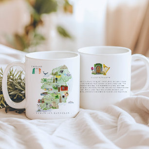 Aquarell-Illustrierte Irland-Karte Monogramm Kaffeetasse