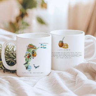 Aquarell-Illustrierte Karte Argentinien Monogram Kaffeetasse