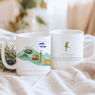 Aquarell-Illustrierte Karte El Salvador Monogram Kaffeetasse