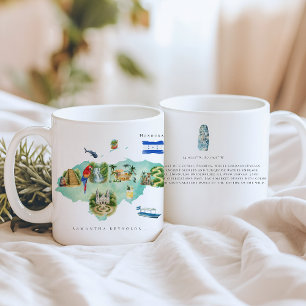 Aquarell-Illustrierte Karte Honduras   Monogramm Kaffeetasse
