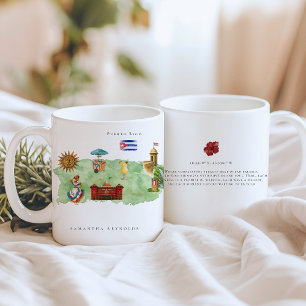 Aquarell-Illustrierte Karte Puerto Rico Monogram Kaffeetasse