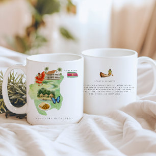 Aquarell-Illustrierte Karte Suriname Monogramm Kaffeetasse