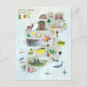 Aquarell-Illustrierte Karte von Irland-Kunst