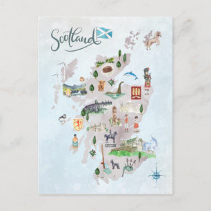 Aquarell-Illustrierte Karte von Schottland-Kunst