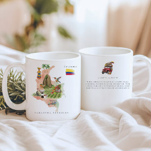 Aquarell-Illustrierte Kolumbien-Karte   Monogramm Kaffeetasse