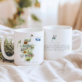 Aquarell-Illustrierte Schottland-Karte | Monogramm Kaffeetasse