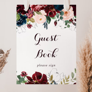 Aquarell-Illustriertes Herbst-Blumen-Gästebuch-Sch Poster