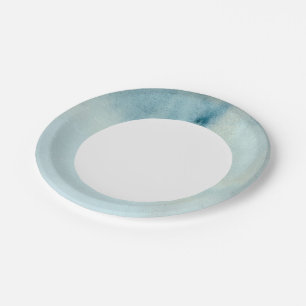 Aquarell in pastellblau und gelb pappteller