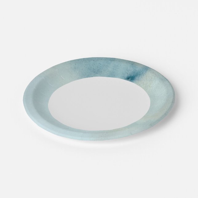 Aquarell in pastellblau und gelb pappteller (Schrägansicht)