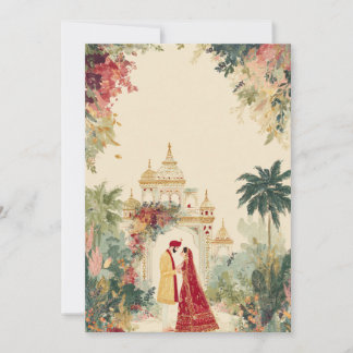 Aquarell-Indische Hochzeits-Einladungsset Einladung