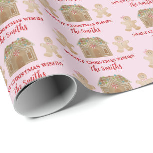 Aquarell Ingwerbrot Süße Weihnachtswünsche Wrap Geschenkpapier