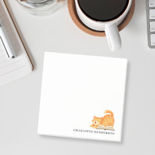 Aquarell Ingwerkatze und Buch personalisiert Post-it Klebezettel
