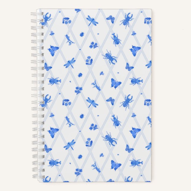 Aquarell-Insekt Blau Notizbuch (Vorderseite)