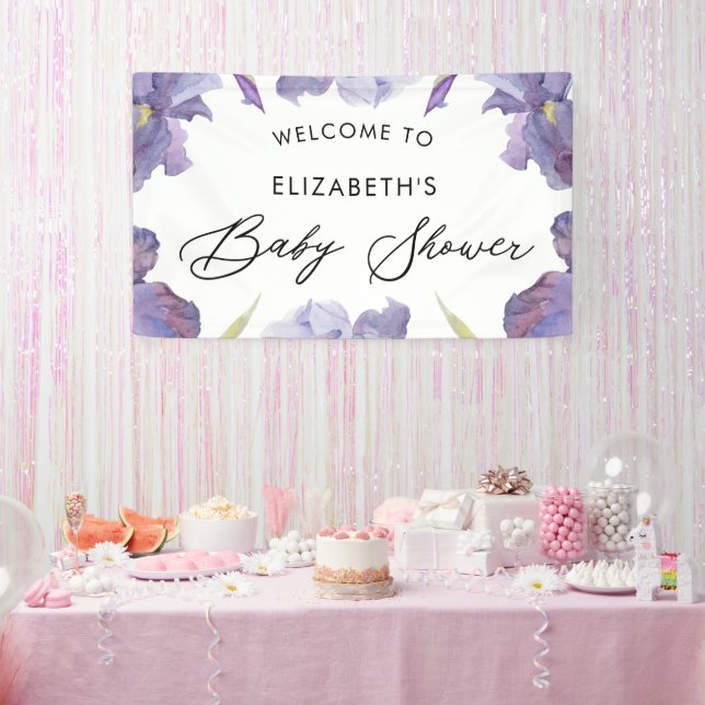 Aquarell Iris Bläserner Frühlingsgarten Willkommen Banner (Party)