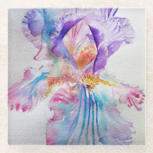 Aquarell Iris Blume Malerei Kunst Glasuntersetzer