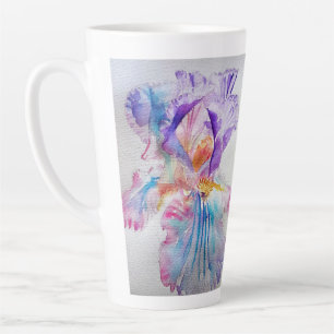 Aquarell Iris Blume Malerei Kunst verleiht Kaffee Milchtasse
