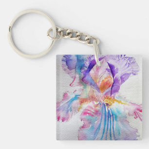Aquarell Iris Blume Malerei Kunst verleiht Key Ri Schlüsselanhänger